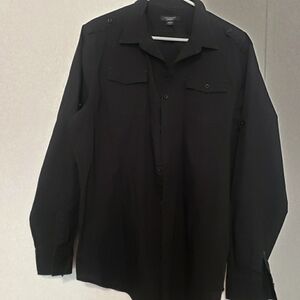 STRUCTURE...LONG SLEEVE BUTTON UP SHIRT...BLACK...SIZE:LARGE